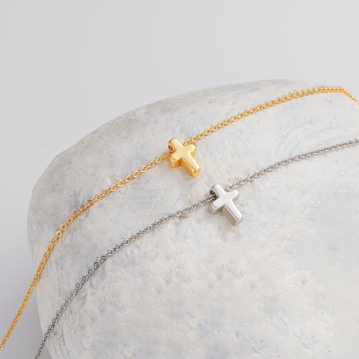 Cross Necklace for Women Girls, Dainty Gold Plated Cross Pendant Necklace Sideways Cross Choker Layered Cross Necklace for Women Girls